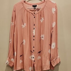 a.n.a Pink Relaxed 3/4 Sleeve Blouse